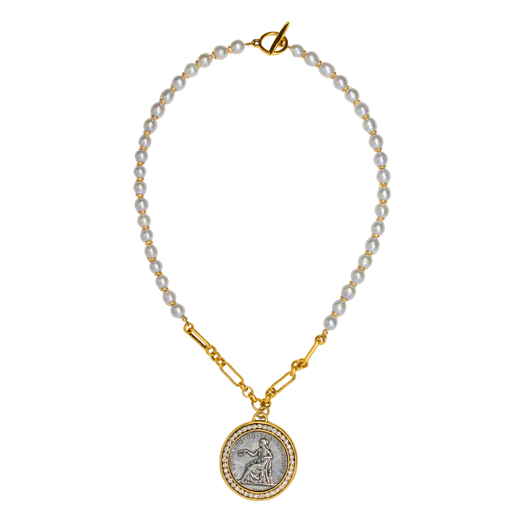 Athenia Pearl Coin Necklace